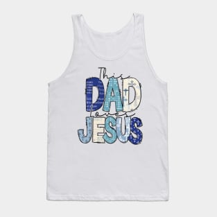 This Dad loves Jesus, Retro Dad, Christian Dad, Dad Doodles, Christian Cross Tank Top